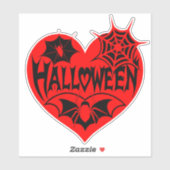 Halloween Hart, Rode Hartvorm, Spinnenweb Sticker (Vel)