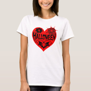 Halloween Hart, Rode Hartvorm, Spinnenweb T-shirt