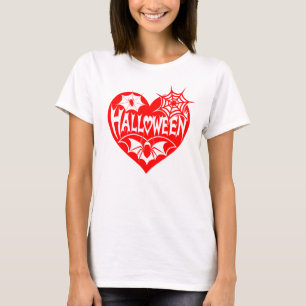Halloween Hart, Rode Hartvorm, Spinnenweb T-shirt