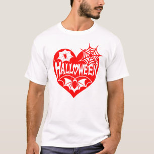 Halloween Hart, Rode Hartvorm, Spinnenweb T-shirt