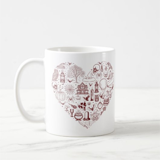 Halloween Hart Rood Spooky Doodles Halloween Mok (Links)