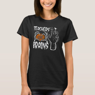 Halloween Hart Skelet Onderwijzers Liefde Hersenen T-shirt