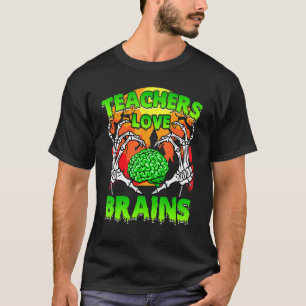 Halloween Hart Skelet Onderwijzers Liefhebben Hers T-shirt