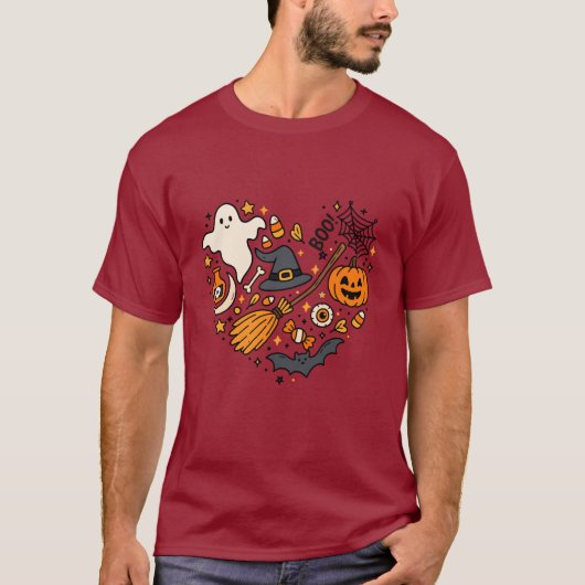 Halloween Hart T-Shirt – Spooky Schattigee Bat, Po (Voorkant)
