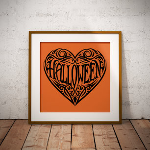 Halloween Hart, Zwart Hart, Vakantie Folie Afdrukken