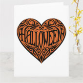 Halloween Hart, Zwart Hart, Vakantie Kaart (Gele Bloem)