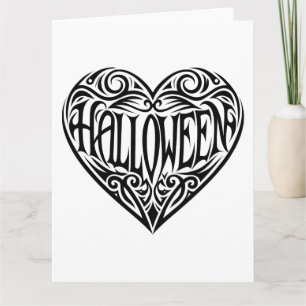 Halloween Hart, Zwart Hart, Vakantie Kaart