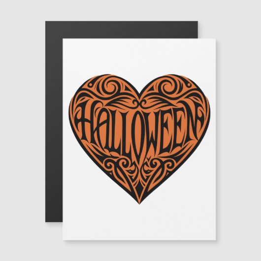 Halloween Hart, Zwart Hart, Vakantie Magnetische Uitnodiging (Voorkant / Achterkant)