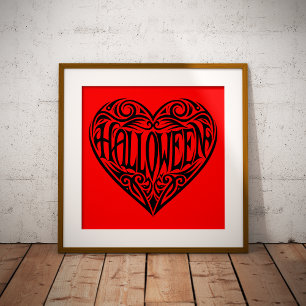 Halloween Hart, Zwart Hart, Vakantie Poster