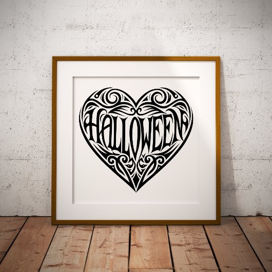Halloween Hart, Zwart Hart, Vakantie Poster