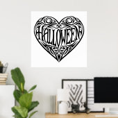 Halloween Hart, Zwart Hart, Vakantie Poster (Thuiskantoor)