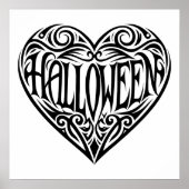 Halloween Hart, Zwart Hart, Vakantie Poster (Voorkant)