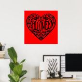 Halloween Hart, Zwart Hart, Vakantie Poster (Thuiskantoor)