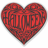 Halloween Hart, Zwart Hart, Vakantie Sticker (Voorkant)