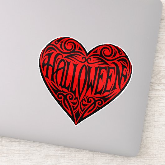 Halloween Hart, Zwart Hart, Vakantie Sticker (Detail)
