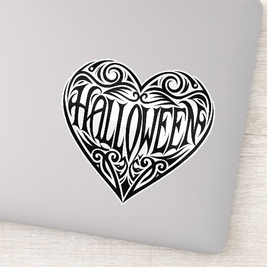 Halloween Hart, Zwart Hart, Vakantie Sticker (Detail)