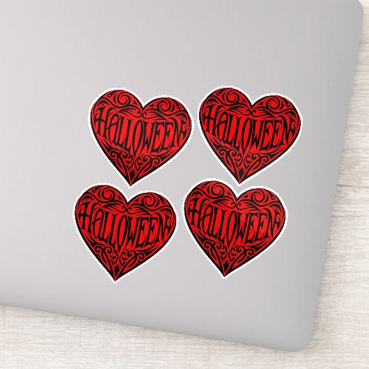 Halloween Hart, Zwart Hart, Vakantie Sticker (Detail)