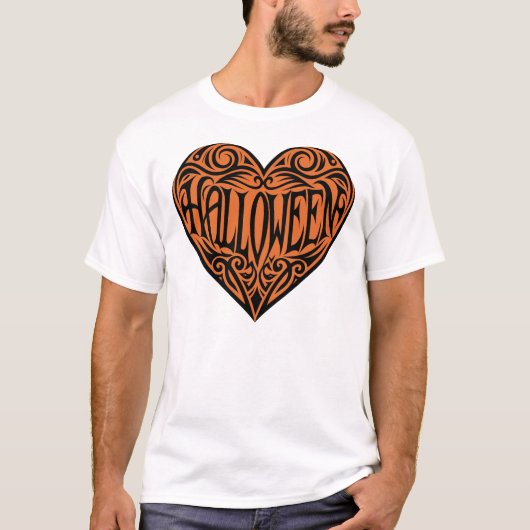 Halloween Hart, Zwart Hart, Vakantie T-shirt (Voorkant)