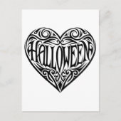 Halloween Hart, Zwarte Hart, Vakantie Briefkaart (Voorkant)