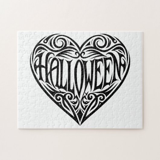 Halloween Hart, Zwarte Hart, Vakantie Legpuzzel (Horizontaal)