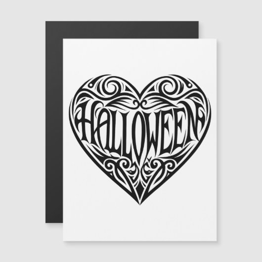 Halloween Hart, Zwarte Hart, Vakantie Magnetische Uitnodiging (Voorkant / Achterkant)