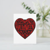 Halloween Hart, Zwarte Hartvorm, Feestdag Briefkaart (Staand voorkant)