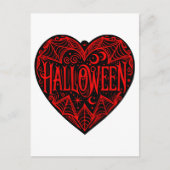 Halloween Hart, Zwarte Hartvorm, Feestdag Briefkaart (Voorkant)