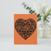 Halloween Hart, Zwarte Hartvorm, Feestdag Briefkaart (Staand voorkant)