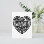Halloween Hart, Zwarte Hartvorm, Feestdag Briefkaart (Staand voorkant)