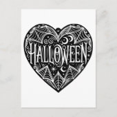 Halloween Hart, Zwarte Hartvorm, Feestdag Briefkaart (Voorkant)