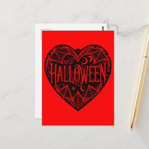 Halloween Hart, Zwarte Hartvorm, Feestdag Briefkaart