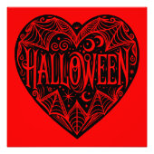Halloween Hart, Zwarte Hartvorm, Feestdag Foto Afdruk (Voorkant)