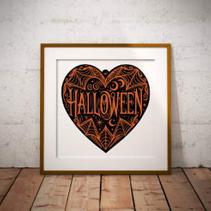 Halloween Hart, Zwarte Hartvorm, Feestdag Foto Afdruk