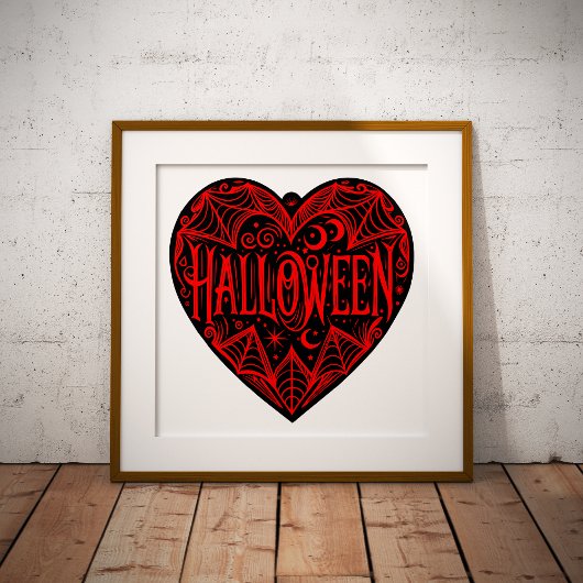 Halloween Hart, Zwarte Hartvorm, Feestdag Foto Afdruk