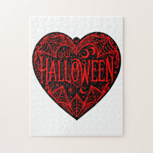 Halloween Hart, Zwarte Hartvorm, Feestdag Legpuzzel
