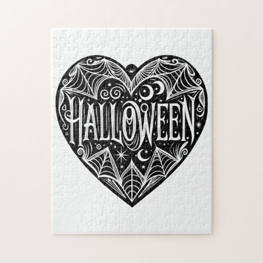 Halloween Hart, Zwarte Hartvorm, Feestdag Legpuzzel (Verticaal)