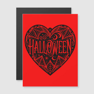 Halloween Hart, Zwarte Hartvorm, Feestdag Magnetische Uitnodiging