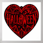 Halloween Hart, Zwarte Hartvorm, Feestdag Poster (Voorkant)