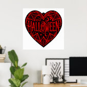Halloween Hart, Zwarte Hartvorm, Feestdag Poster (Thuiskantoor)