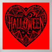 Halloween Hart, Zwarte Hartvorm, Feestdag Poster (Voorkant)