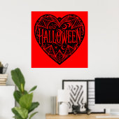 Halloween Hart, Zwarte Hartvorm, Feestdag Poster (Thuiskantoor)
