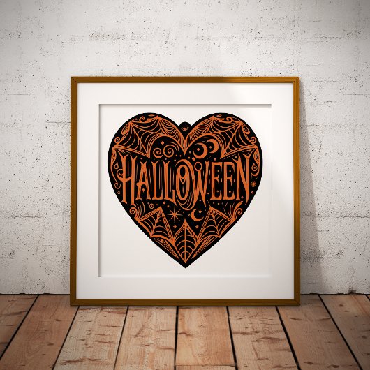 Halloween Hart, Zwarte Hartvorm, Feestdag Poster