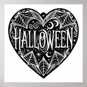 Halloween Hart, Zwarte Hartvorm, Feestdag Poster (Voorkant)