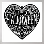 Halloween Hart, Zwarte Hartvorm, Feestdag Poster (Voorkant)