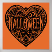 Halloween Hart, Zwarte Hartvorm, Feestdag Poster (Voorkant)
