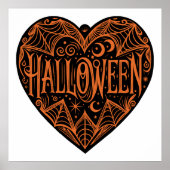Halloween Hart, Zwarte Hartvorm, Feestdag Poster (Voorkant)