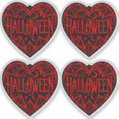 Halloween Hart, Zwarte Hartvorm, Feestdag Sticker (Voorkant)