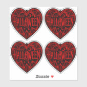 Halloween Hart, Zwarte Hartvorm, Feestdag Sticker (Vel)
