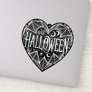 Halloween Hart, Zwarte Hartvorm, Feestdag Sticker