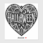 Halloween Hart, Zwarte Hartvorm, Feestdag Sticker (Vel)